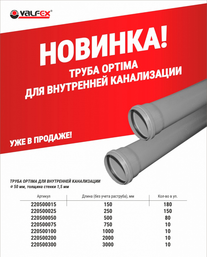 Новинка! Трубы OPTIMA со стенкой 1,5 мм.