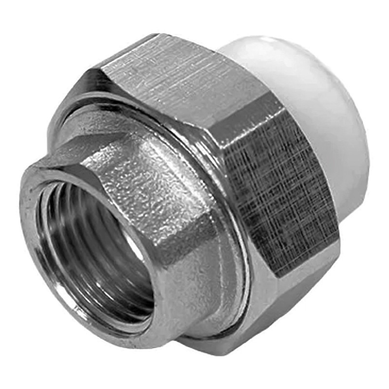 Муфта комбинированная ПП 50-1 1/2'' PN 25 разъёмная с внутренней резьбой белая РТП 10624
