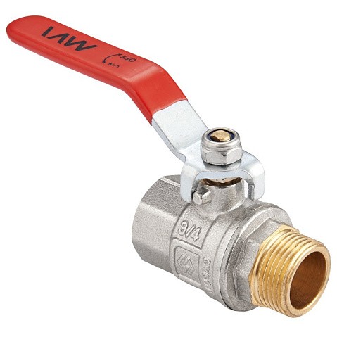 Кран латунный шаровой MVI BV.512 DN 20 PN 40 никелированный полнопроходной муфта-штуцер рычаг купить в Екатеринбурге | "Проконсим"