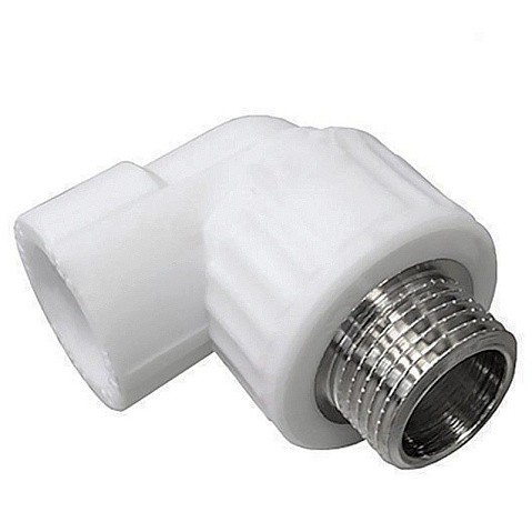 Угольник комбинированный ПП 20-1/2'' PN 25 с наружной резьбой белый VALFEX  купить в Екатеринбурге | "Проконсим"