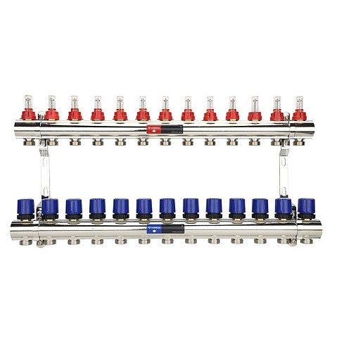 Коллекторная группа из латуни DN 25-13 вых. G-3/4'' евроконус, с расходомерами, без дренажного крана и воздухоотводчика VARMEGA VM15413 купить в Екатеринбурге | "Проконсим"