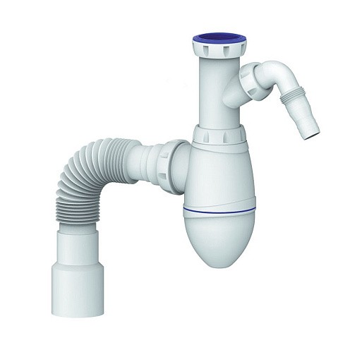Сифон для умывальника Unicorn А520V, 40х50 гибкий отвод, 1 1/2'' х40 с отводом для стиральной машины преходник 40х32 купить в Екатеринбурге | "Проконсим"