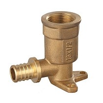 Угольники установочные латунные для PEX труб DN 16-25 PN 16 под надвижную гильзу с внутренней резьбой PLP купить в Екатеринбурге | "Проконсим"