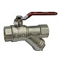 Кран латунный шаровой SGL 11Б27п DN 20 PN 20 с фильтром никелированный муфта-муфта рычаг купить в Екатеринбурге | "Проконсим"