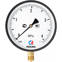 картинка Манометр общетехнический Росма ТМ-610Р.00, 0-0,25MPa M20x1,5, 150мм, радиальное присоединение, класс точности 1.5, IP54 интернет-магазин оптовых поставок Проконсим являющийся официальным дистрибьютором в России 