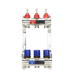  Коллекторная группа из латуни DN 25-3 вых. G-3/4'', евроконус, с расходомерами, без дренажного крана и воздухоотводчика, VARMEGA VM15403 (930416501) со склада Проконсим в Екатеринбурге