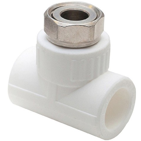 Тройник комбинированный ПП 20-1/2'' PN 25 с накидной гайкой белый РТП 14269 купить в Екатеринбурге | "Проконсим"