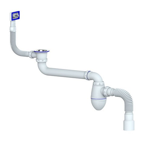 Сифон для умывальника Unicorn АС22, 40х50 гибкий отвод, 1 1/2'' х40 чаша из нержавеющей стали, прямоугольный перелив, со смещением купить в Екатеринбурге | "Проконсим"