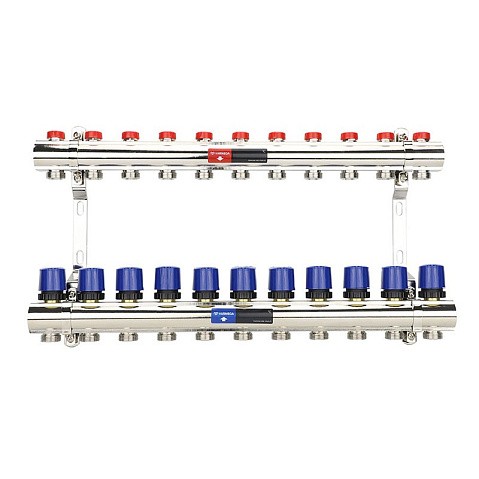 Коллекторная группа из латуни DN 25-11 вых. G-3/4'' евроконус, без расходомеров, без дренажного крана и воздухоотводчика VARMEGA VM15811 купить в Екатеринбурге | "Проконсим"