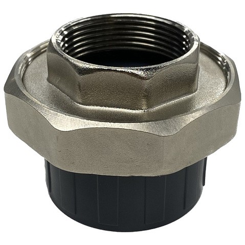 Муфта разборная НПВХ DN 50-1 1/2" PN 16 клеевая с внутренней латунной резьбой черная Aquaviva AQVBBD50F купить в Екатеринбурге | "Проконсим"