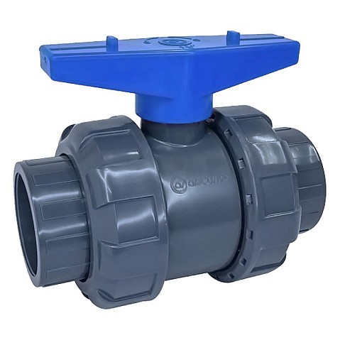 Кран шаровый клеевой НПВХ DN 50 PN 16 уплотнение EPDM/TPV черный Aquaviva AQVBVD50 купить в Екатеринбурге | "Проконсим"