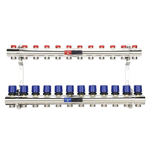 Коллекторная группа из латуни DN 25-12 вых. G-3/4'' евроконус, без расходомеров, без дренажного крана и воздухоотводчика VARMEGA VM15812 купить в Екатеринбурге | "Проконсим"