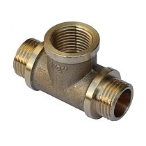 Тройники латунные DN 15-20 PN 40 штуцер-муфта -штуцер купить в Екатеринбурге | "Проконсим"