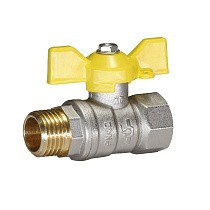 Краны латунные шаровые газовые DN 15-32 PN 25-40 никелированные бабочка муфта-штуцер Temper серия 83 ГОСТ Р 59553 купить в Екатеринбурге | "Проконсим"