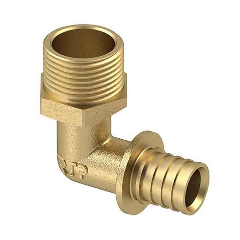 Угольник латунный для PEX труб  20-1/2''  PN 16  под надвижную гильзу с наружной резьбой  РосТурПласт купить в Екатеринбурге | "Проконсим"