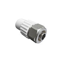 Муфта комбинированная для соединения PPR-PE-AL-PE труб 20x16 PN 25 белая VALFEX купить в Екатеринбурге | "Проконсим"