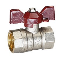 Краны латунные шаровые DN 15-32 PN 40 никелированные бабочка муфта-муфта Temper 88 купить в Екатеринбурге | "Проконсим"