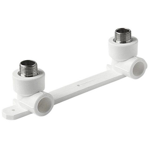 Угольник установочный двойной ПП 25-1/2'' PN 25 с наружной резьбой белый VALFEX  купить в Екатеринбурге | "Проконсим"