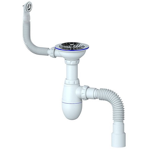 Сифон для мойки Unicorn В426P, 40х50 гибкий отвод, 3 1/2'' х40 чаша из нержавеющей стали, прямоугольный перелив купить в Екатеринбурге | "Проконсим"