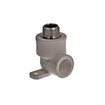 Угольник установочный двойной ПП 20-1/2'' PN 25 с наружной резьбой серый купить в Екатеринбурге | "Проконсим"