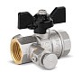 Кран латунный шаровой DN 15 PN 40 никелированный под манометр муфта-муфта бабочка LD Pride купить в Екатеринбурге | "Проконсим"