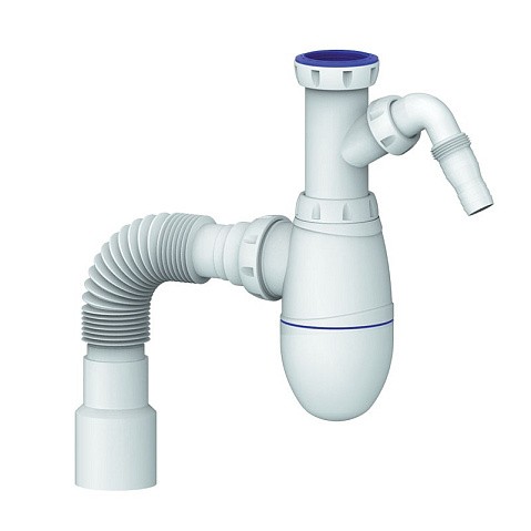 Сифон для мойки Unicorn В520V, 40х50 гибкий отвод, 1 1/2'' х40 с отводом для стиральной машины преходник 40х32 купить в Екатеринбурге | "Проконсим"