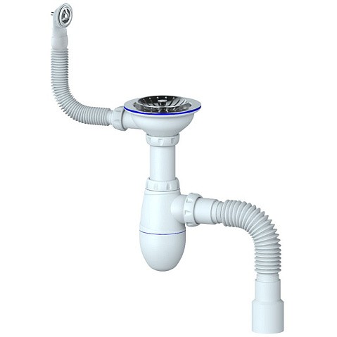 Сифон для мойки Unicorn В426, 40х50 гибкий отвод, 3 1/2'' х40 чаша из нержавеющей стали, круглый перелив купить в Екатеринбурге | "Проконсим"