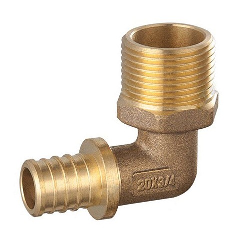 Угольник латунный для PEX DN 20 с наружной резьбой 1/2'' под надвижную гильзу PLP купить в Екатеринбурге | "Проконсим"