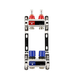  Коллекторная группа из нержавеющей стали DN 25-2 вых. G-3/4'', евроконус, с расходомерами, без дренажного крана и воздухоотводчика, VARMEGA VM15102 (930416000) со склада Проконсим в Екатеринбурге
