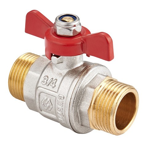 Кран латунный шаровой MVI BV.515 DN 15 PN 40 никелированный полнопроходной штуцер-штуцер бабочка купить в Екатеринбурге | "Проконсим"
