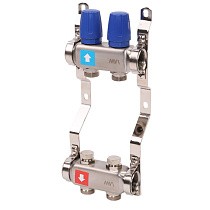 Коллекторная группа из нержавеющей стали DN 25-2 выхода G-3/4'' без расходомеров, без дренажного крана и воздухоотводчика, евроконус MVI MS.402.06 купить в Екатеринбурге | "Проконсим"