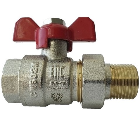 Краны латунные шаровые DN 15-25 PN 40 никелированные бабочка американка РИДАН BVR-FR купить в Екатеринбурге | "Проконсим"