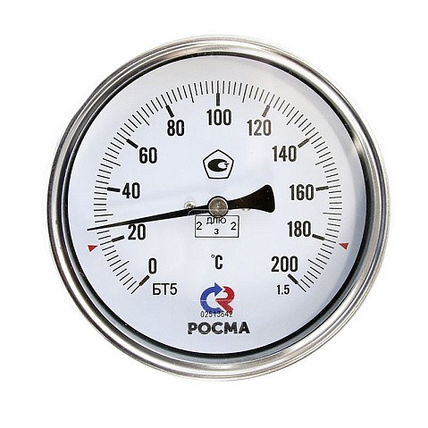 Термометр биметаллический РОСМА БТ-51.211, Ду 100, L 100, М20х1,5 осевой купить в Екатеринбурге | "Проконсим"