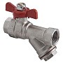 Кран латунный шаровой MVI BV.632 DN 15 PN 25 с фильтром никелированный полнопроходной муфта-муфта бабочка купить в Екатеринбурге | "Проконсим"