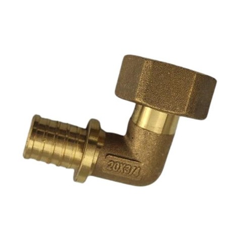 Угольник латунный для PEX труб  20-1/2''  PN 16  под надвижную гильзу с накидной гайкой  РосТурПласт купить в Екатеринбурге | "Проконсим"