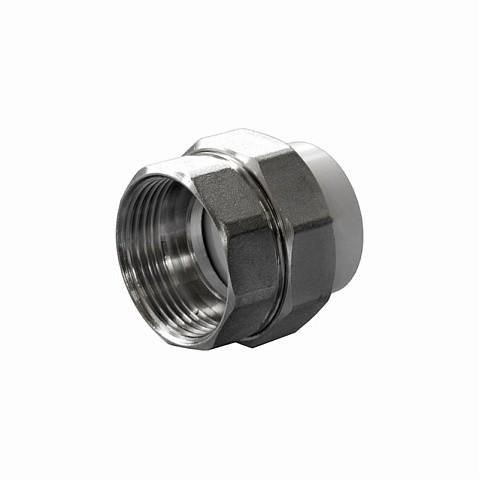 Муфтаразъемная ПП 25-1/2''  с внутренней резьбой белая Политэк купить в Екатеринбурге | "Проконсим"