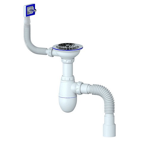 Сифон для мойки Unicorn В425P, 40х50 гибкий отвод, 3 1/2'' х40 чаша из нержавеющей стали, прямоугольный перелив купить в Екатеринбурге | "Проконсим"