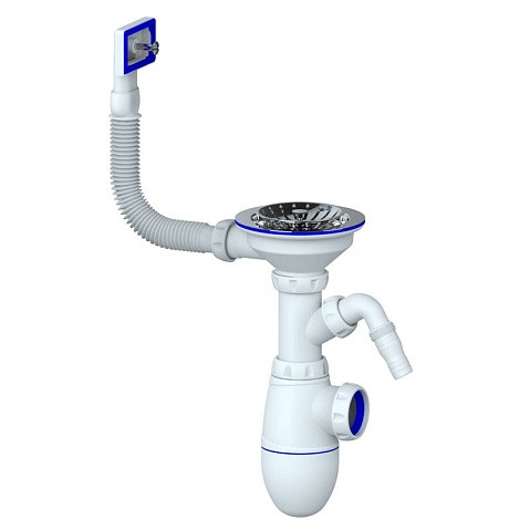 Сифон для мойки Unicorn В430V, без отвода, 3 1/2'' х40 с отводом для стиральной машины, прямоугольный перелив купить в Екатеринбурге | "Проконсим"