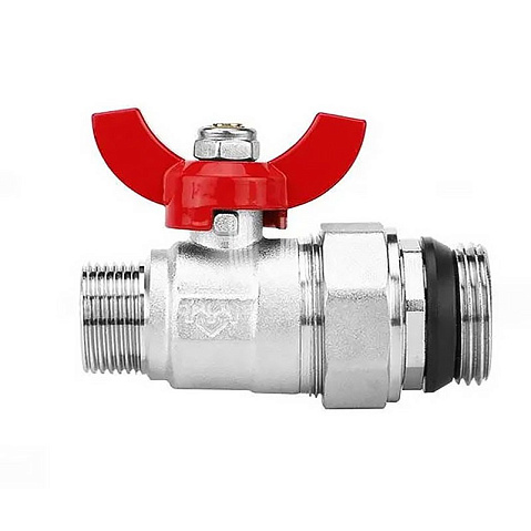 Кран шаровой латунный DN 25 PN 10 никелированный прямой  для коллектора (2 шт.) Varmega VM15951 купить в Екатеринбурге | "Проконсим"