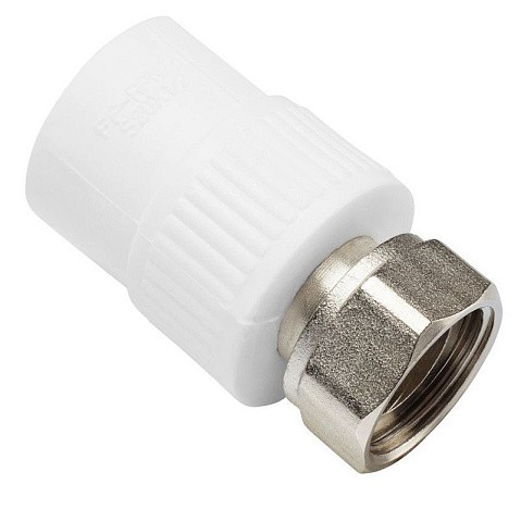Муфта комбинированная ПП 20-1/2'' PN 25 с накидной гайкой белая VALFEX  купить в Екатеринбурге | "Проконсим"