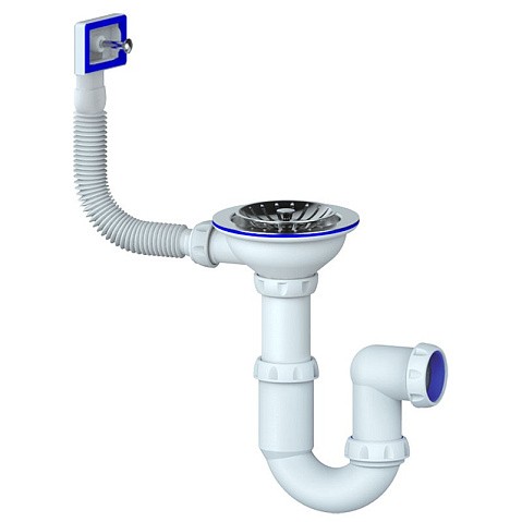 Сифон для мойки Unicorn Y410, без отвода, 3 1/2'' х40 чаша из нержавеющей стали, прямоугольный перелив купить в Екатеринбурге | "Проконсим"