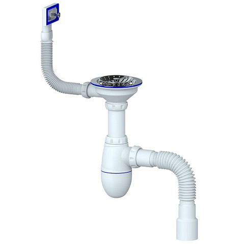 Сифон для мойки Unicorn В425, 40х50 гибкий отвод, 3 1/2'' х40 чаша из нержавеющей стали, прямоугольный перелив купить в Екатеринбурге | "Проконсим"