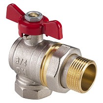 Краны латунные шаровые DN 15-50 PN 25 никелированные угловой бабочка муфта-штуцер американка MVI AquaHit BV.322.05 купить в Екатеринбурге | "Проконсим"