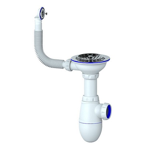 Сифон для мойки Unicorn В411, без отвода, 3 1/2'' х40 чаша из нержавеющей стали, круглый перелив купить в Екатеринбурге | "Проконсим"