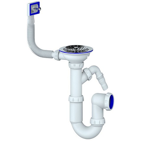 Сифон для мойки Unicorn Y430V, 3 1/2'' х40 без отвода, чаша из нержавеющей стали с отводом для стиральной машины, прямоугольный перелив купить в Екатеринбурге | "Проконсим"