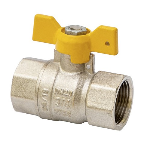 Кран латунный шаровой газовый MVI BV.813 DN 15 PN 25 никелированный полнопроходной муфта-муфта бабочка купить в Екатеринбурге | "Проконсим"