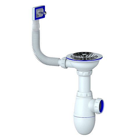 Сифон для мойки Unicorn В410P, без отвода, 3 1/2'' х40 чаша из нержавеющей стали, прямоугольный перелив купить в Екатеринбурге | "Проконсим"