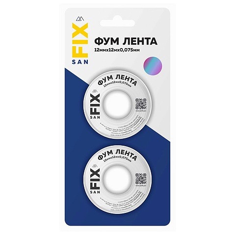 Лента ФУМ SANFIX 12мм х12м х0,075мм 0,3г/см3, 2 катушки в блистере купить в Екатеринбурге | "Проконсим"