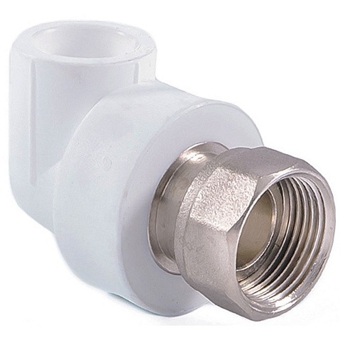 Угольник комбинированный ПП 20-1/2'' PN 25 с накидной гайкой белый РТП 14265 купить в Екатеринбурге | "Проконсим"