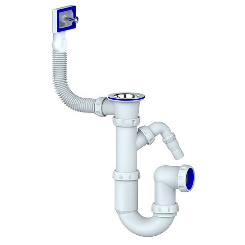 Сифон для мойки Unicorn Y440V, 1 1/2'' х40 без отвода, чаша из нержавеющей стали с отводом для стиральной машины, прямоугольный перелив купить в Екатеринбурге | "Проконсим"